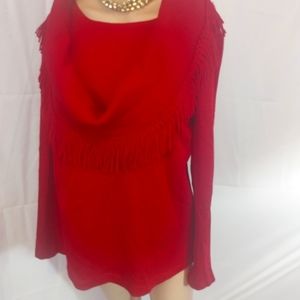 Dorby-Ladies Fringed Cowlneck Sweater Top